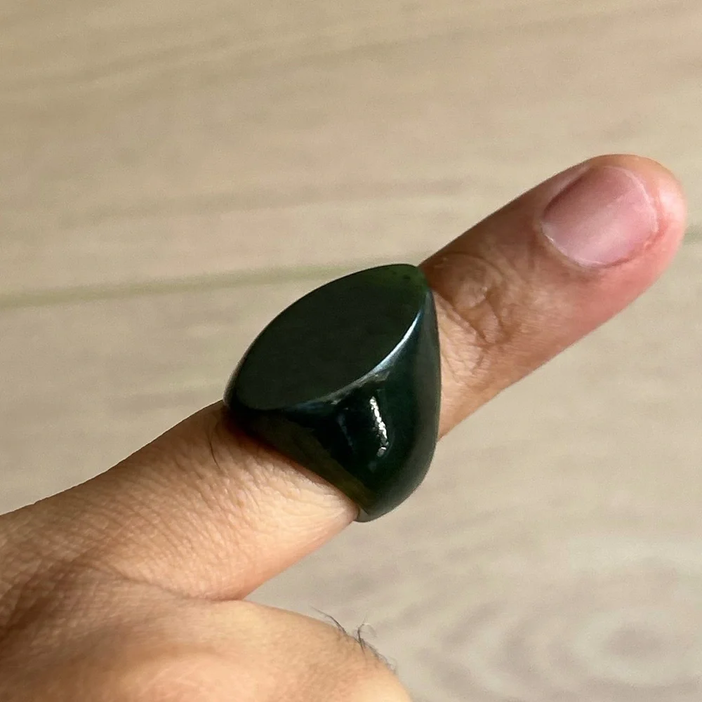 Dark Nephrite Jade Stone Ring